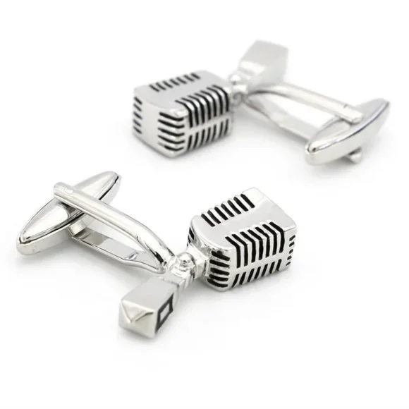 Timeless Microphone Stainless Steel Cuff Links - Picture 2 of 5